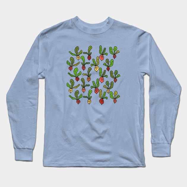 Cute and Colorful Radishes Long Sleeve T-Shirt by Davey's Designs